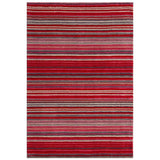 Carter Modern Stripe Hand Woven Wool Red/Grey/Beige Rug