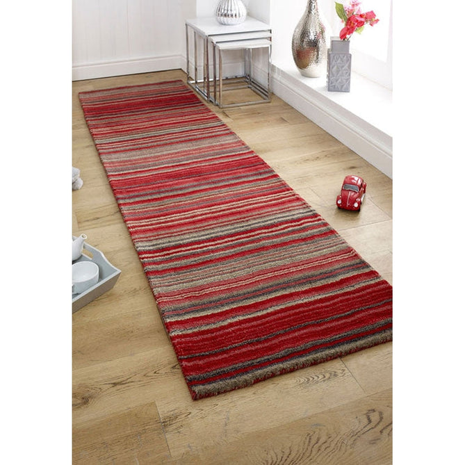 Carter Modern Stripe Hand Woven Wool Red/Grey/Beige Runner-Melrose-Rug Love - The Most Loved Rug Store