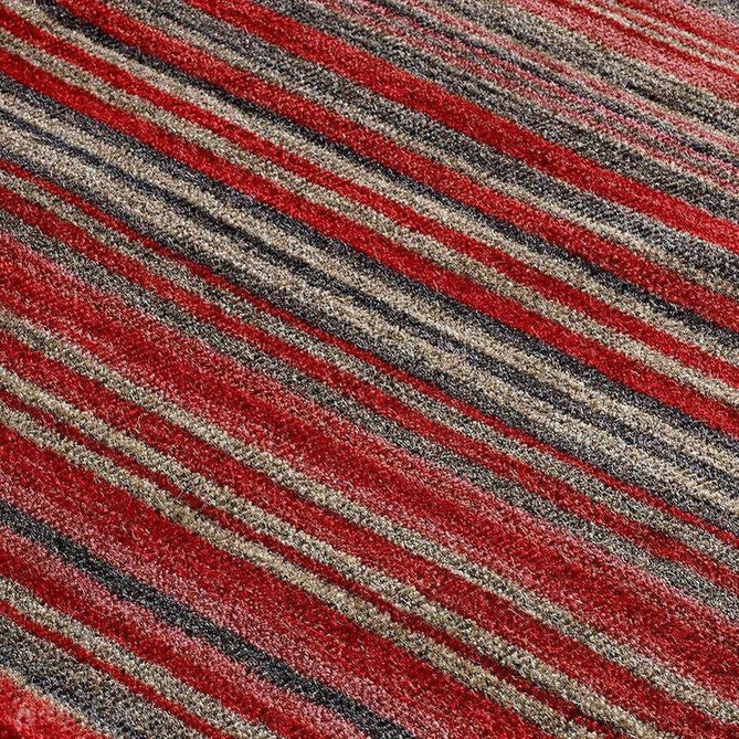 Carter Modern Stripe Hand Woven Wool Red/Grey/Beige Runner-Melrose-Rug Love - The Most Loved Rug Store