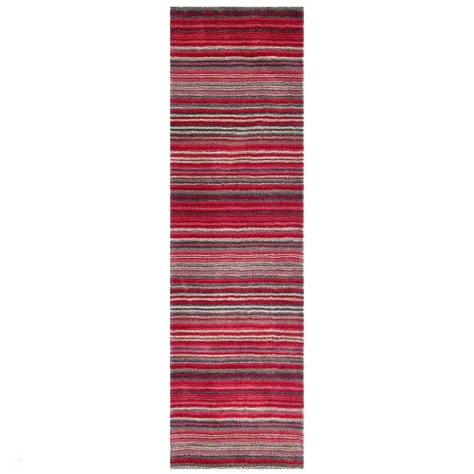 Carter Modern Stripe Hand Woven Wool Red/Grey/Beige Runner-Melrose-Rug Love - The Most Loved Rug Store