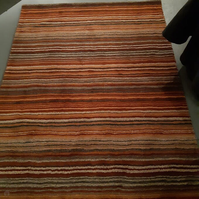 Carter Modern Stripe Hand Woven Wool Rust Orange/Grey/Beige Rug-Oriental Weavers-Rug Love - The Most Loved Rug Store