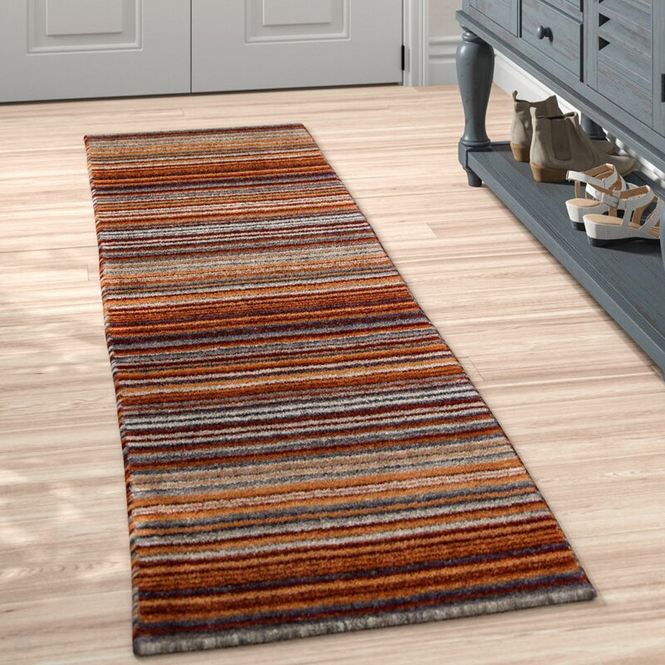 Wool Stripes Runner Rug in Multi buy online from the rug seller uk