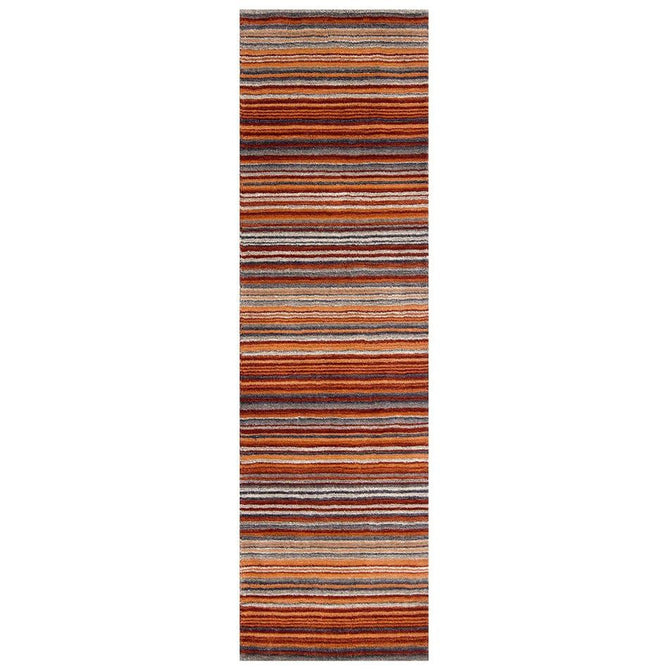Carter Modern Stripe Hand Woven Wool Rust Orange/Grey/Beige Rug-Oriental Weavers-Rug Love - The Most Loved Rug Store