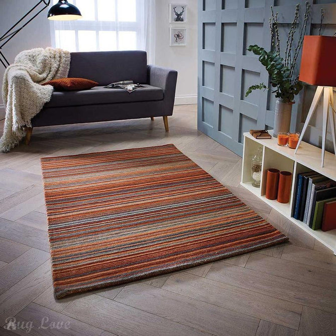 Carter Modern Stripe Hand Woven Wool Rust Orange/Grey/Beige Rug-Oriental Weavers-Rug Love - The Most Loved Rug Store