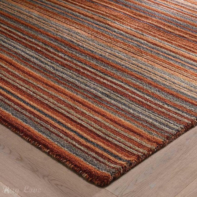 Carter Modern Stripe Hand Woven Wool Rust Orange/Grey/Beige Rug-Oriental Weavers-Rug Love - The Most Loved Rug Store