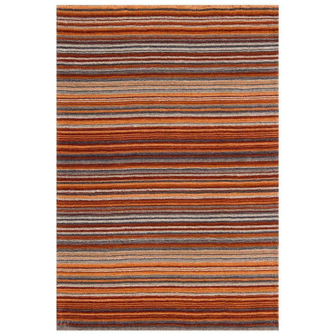 Carter Modern Stripe Hand Woven Wool Rust Orange/Grey/Beige Rug-Oriental Weavers-Rug Love - The Most Loved Rug Store
