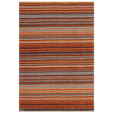 Carter Modern Stripe Hand Woven Wool Rust Orange/Grey/Beige Rug