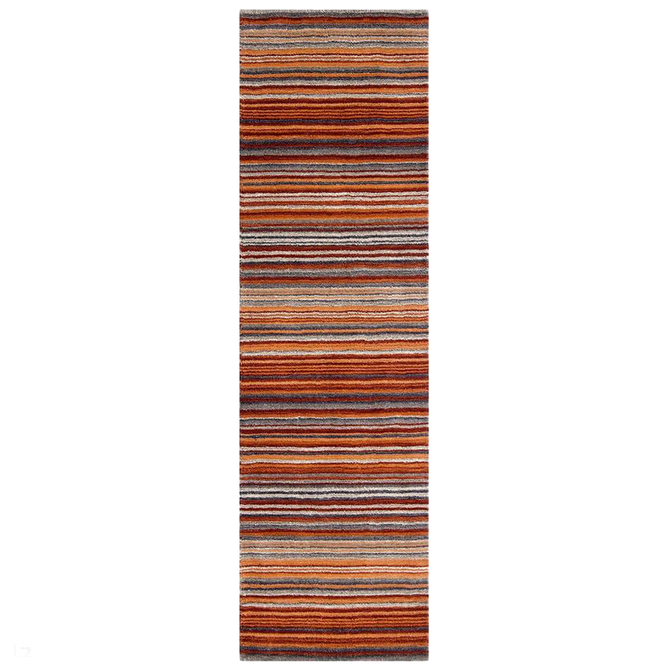 Carter Modern Stripe Hand Woven Wool Rust Orange/Grey/Beige Runner-Oriental Weavers-Rug Love - The Most Loved Rug Store