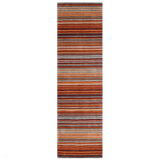 Carter Modern Stripe Hand Woven Wool Rust Orange/Grey/Beige Runner