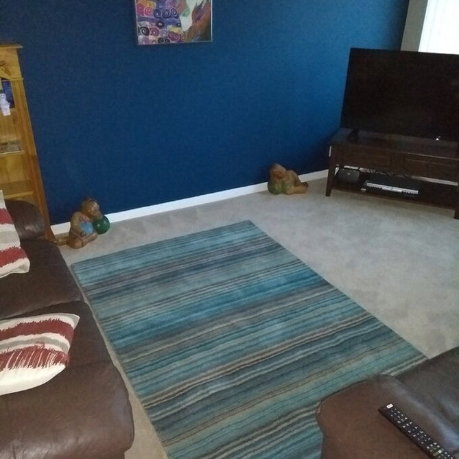 Carter Modern Stripe Hand Woven Wool Teal Blue/Grey/Beige Rug-Melrose-Rug Love - The Most Loved Rug Store