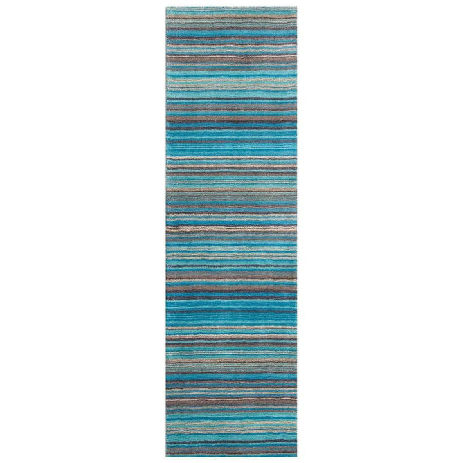 Carter Modern Stripe Hand Woven Wool Teal Blue/Grey/Beige Rug-Melrose-Rug Love - The Most Loved Rug Store
