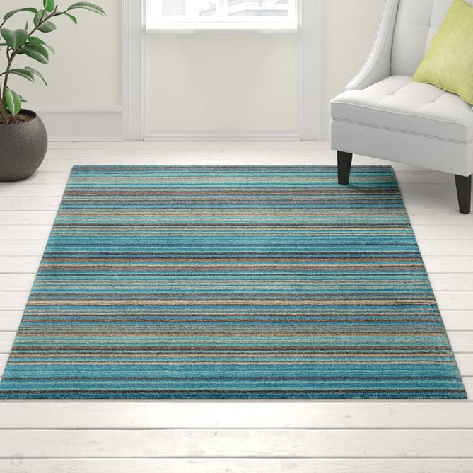 Carter Modern Stripe Hand Woven Wool Teal Blue/Grey/Beige Rug-Melrose-Rug Love - The Most Loved Rug Store