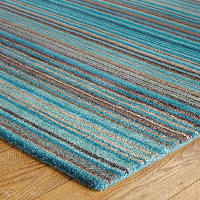 Carter Modern Stripe Hand Woven Wool Teal Blue/Grey/Beige Rug-Melrose-Rug Love - The Most Loved Rug Store