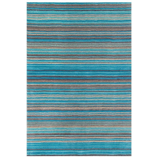 Carter Modern Stripe Hand Woven Wool Teal Blue/Grey/Beige Rug-Melrose-Rug Love - The Most Loved Rug Store
