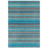 Carter Modern Stripe Hand Woven Wool Teal Blue/Grey/Beige Rug