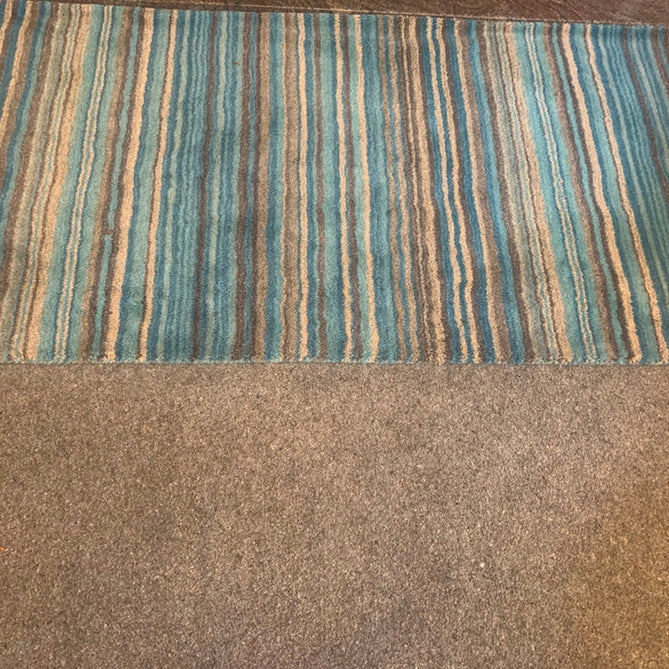 Carter Modern Stripe Hand Woven Wool Teal Blue/Grey/Beige Runner-Oriental Weavers-Rug Love - The Most Loved Rug Store