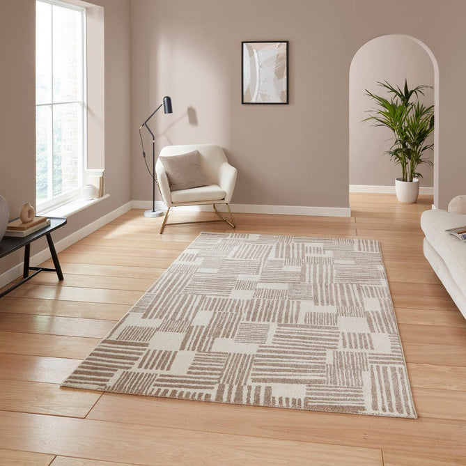 Catherine Lansfield Blocks Modern Abstract Natural/Cream Rug-Think Rugs-Rug Love - The Most Loved Rug Store