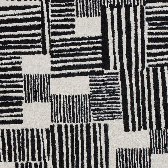Catherine Lansfield Blocks Modern Geometric Durable Easy-Care Carved High Density Polyproplyene Black/Cream Rug-Think Rugs-Rug Love - The Most Loved Rug Store