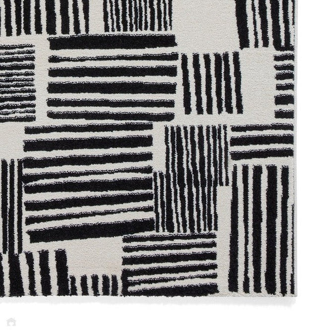 Catherine Lansfield Blocks Modern Geometric Durable Easy-Care Carved High Density Polyproplyene Black/Cream Rug-Think Rugs-Rug Love - The Most Loved Rug Store