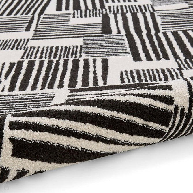 Catherine Lansfield Blocks Modern Geometric Durable Easy-Care Carved High Density Polyproplyene Black/Cream Rug-Think Rugs-Rug Love - The Most Loved Rug Store