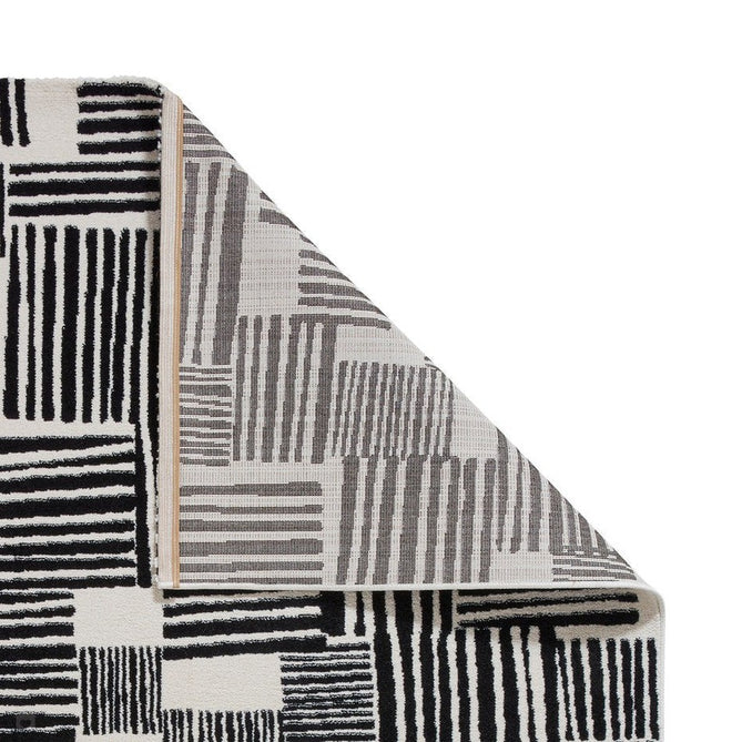 Catherine Lansfield Blocks Modern Geometric Durable Easy-Care Carved High Density Polyproplyene Black/Cream Rug-Think Rugs-Rug Love - The Most Loved Rug Store