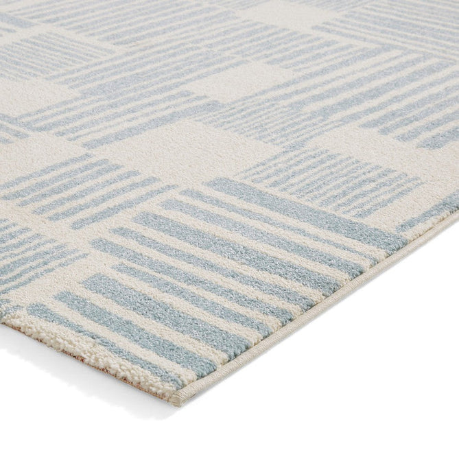 Catherine Lansfield Blocks Modern Geometric Durable Easy-Care Carved High Density Polyproplyene Blue/Cream Rug-Think Rugs-Rug Love - The Most Loved Rug Store
