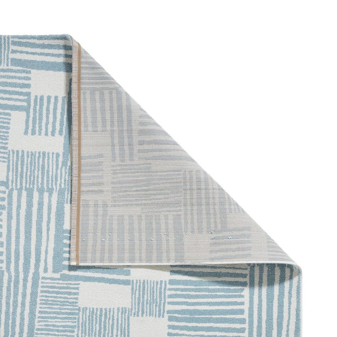 Catherine Lansfield Blocks Modern Geometric Durable Easy-Care Carved High Density Polyproplyene Blue/Cream Rug-Think Rugs-Rug Love - The Most Loved Rug Store