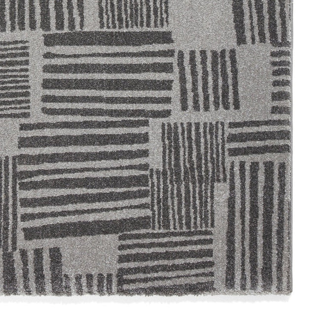 Catherine Lansfield Blocks Modern Geometric Durable Easy-Care Carved High Density Polyproplyene Dark Grey/Grey/Cream Rug-Think Rugs-Rug Love - The Most Loved Rug Store