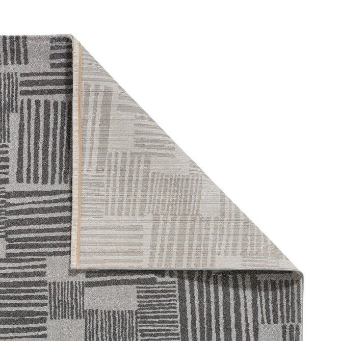 Catherine Lansfield Blocks Modern Geometric Durable Easy-Care Carved High Density Polyproplyene Dark Grey/Grey/Cream Rug-Think Rugs-Rug Love - The Most Loved Rug Store