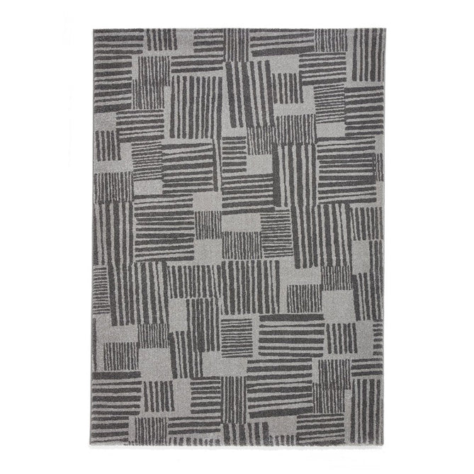 Catherine Lansfield Blocks Modern Geometric Durable Easy-Care Carved High Density Polyproplyene Dark Grey/Grey/Cream Rug-Think Rugs-Rug Love - The Most Loved Rug Store
