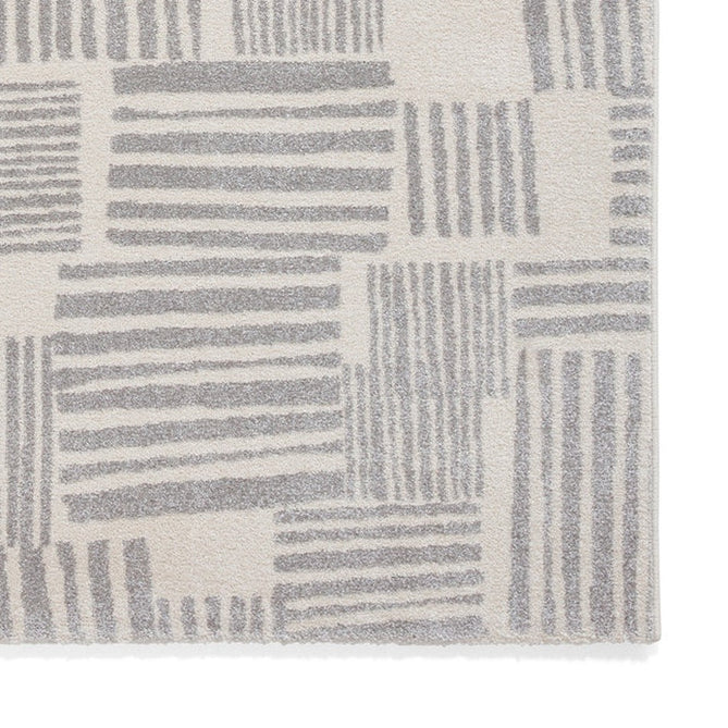 Catherine Lansfield Blocks Modern Geometric Durable Easy-Care Carved High Density Polyproplyene Grey/Cream Rug-Think Rugs-Rug Love - The Most Loved Rug Store