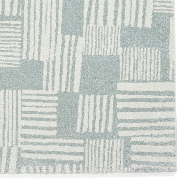 Catherine Lansfield Blocks Modern Geometric Durable Easy-Care Carved High Density Polyproplyene Light Sage Green/Cream Rug-Think Rugs-Rug Love - The Most Loved Rug Store