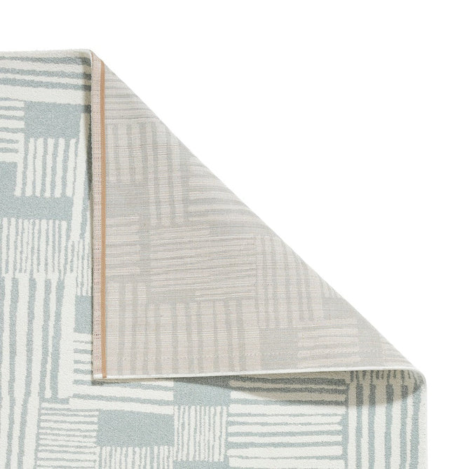 Catherine Lansfield Blocks Modern Geometric Durable Easy-Care Carved High Density Polyproplyene Light Sage Green/Cream Rug-Think Rugs-Rug Love - The Most Loved Rug Store