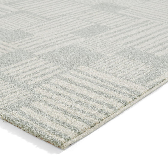 Catherine Lansfield Blocks Modern Geometric Durable Easy-Care Carved High Density Polyproplyene Light Sage Green/Cream Rug-Think Rugs-Rug Love - The Most Loved Rug Store
