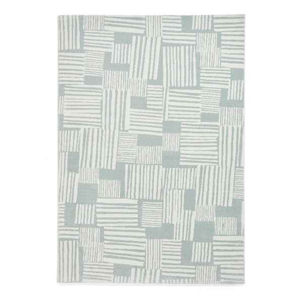 On Sale Catherine Lansfield Blocks Modern Abstract Sage Green/Cream Rug ...