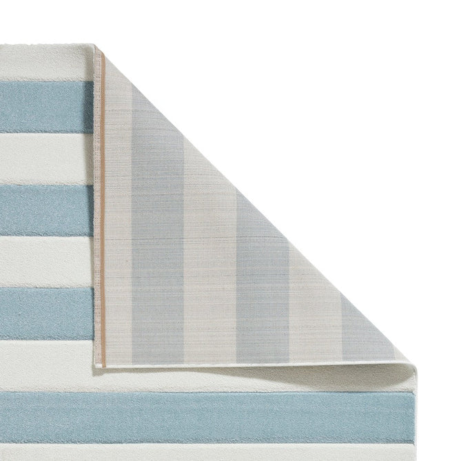 Catherine Lansfield Cove Stripe Modern Linear Durable Easy-Care Carved High Density Polyproplyene Blue/Cream Rug-Think Rugs-Rug Love - The Most Loved Rug Store