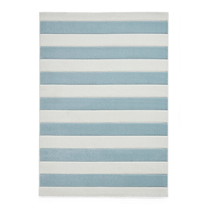 Catherine Lansfield Cove Stripe Modern Linear Durable Easy-Care Carved High Density Polyproplyene Blue/Cream Rug-Think Rugs-Rug Love - The Most Loved Rug Store