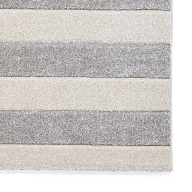 Catherine Lansfield Cove Stripe Modern Linear Durable Easy-Care Carved High Density Polyproplyene Grey/Cream Rug-Think Rugs-Rug Love - The Most Loved Rug Store