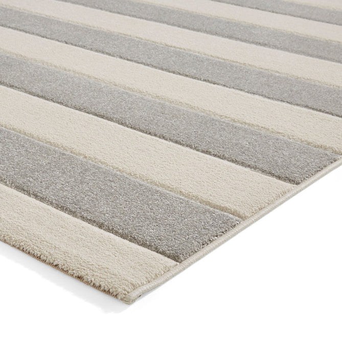 Catherine Lansfield Cove Stripe Modern Linear Durable Easy-Care Carved High Density Polyproplyene Grey/Cream Rug-Think Rugs-Rug Love - The Most Loved Rug Store