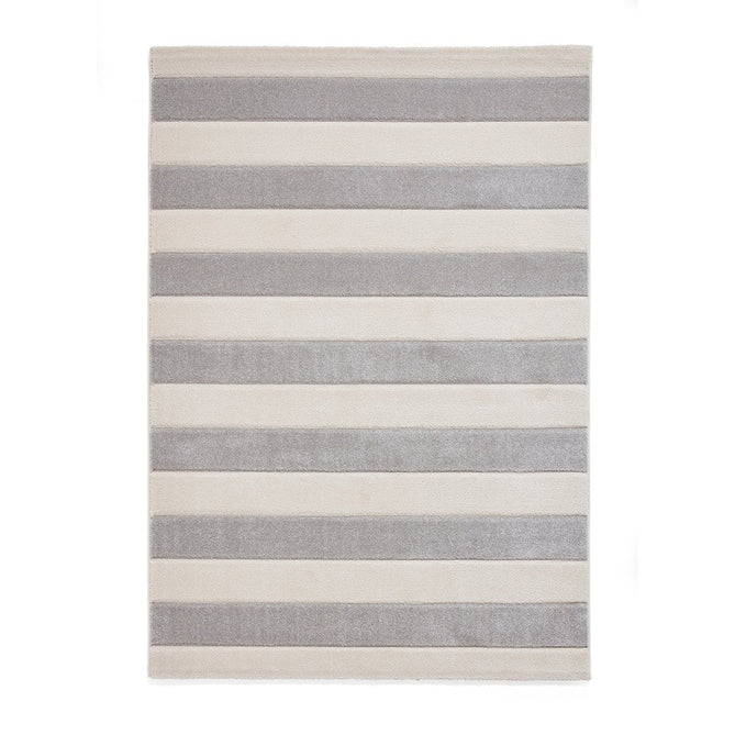 Catherine Lansfield Cove Stripe Modern Linear Durable Easy-Care Carved High Density Polyproplyene Grey/Cream Rug-Think Rugs-Rug Love - The Most Loved Rug Store