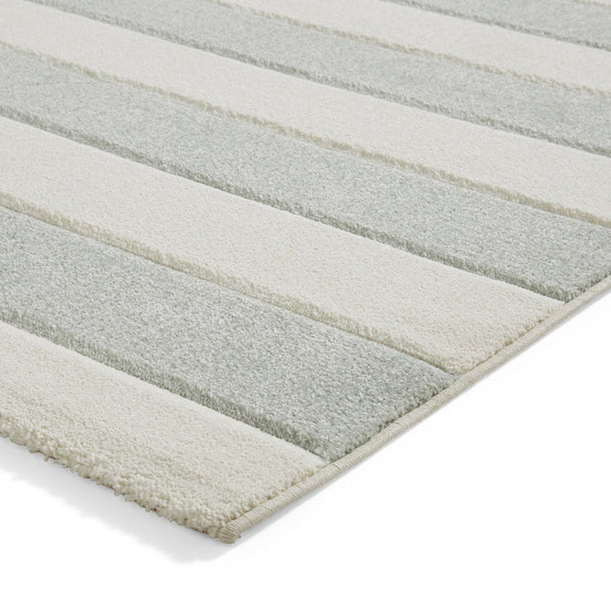 Catherine Lansfield Cove Stripe Modern Linear Durable Easy-Care Carved High Density Polyproplyene Light Sage Green/Cream Rug-Think Rugs-Rug Love - The Most Loved Rug Store