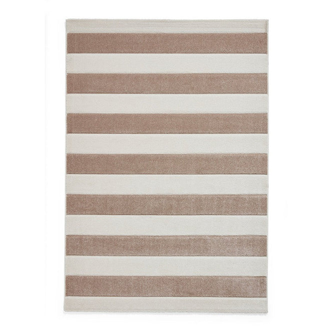 Catherine Lansfield Cove Stripe Modern Linear Durable Easy-Care Carved High Density Polyproplyene Natural/Cream Rug-Think Rugs-Rug Love - The Most Loved Rug Store