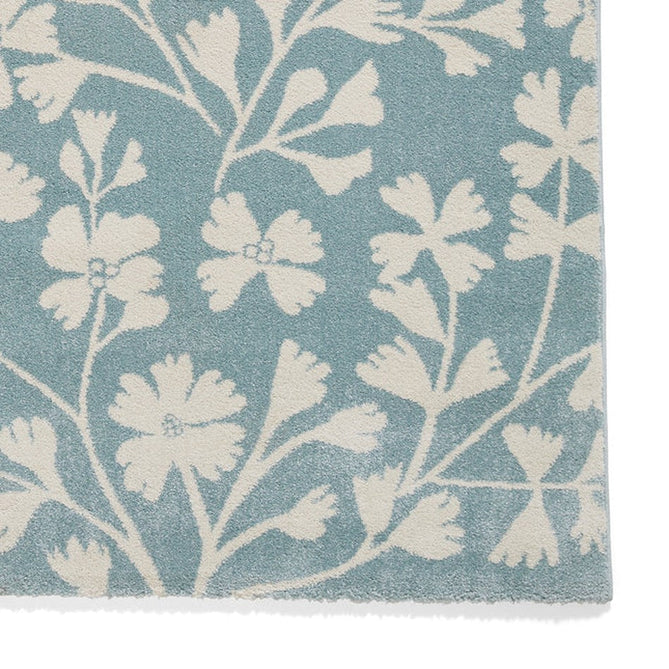 Catherine Lansfield Grace Floral Modern Durable Easy-Care Carved High Density Polyproplyene Blue/Cream Rug-Think Rugs-Rug Love - The Most Loved Rug Store