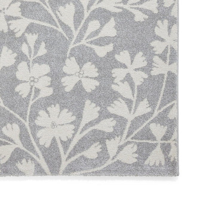 Catherine Lansfield Grace Floral Modern Durable Easy-Care Carved High Density Polyproplyene Grey/Cream Rug-Think Rugs-Rug Love - The Most Loved Rug Store