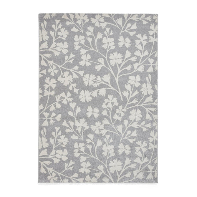 Catherine Lansfield Grace Floral Modern Durable Easy-Care Carved High Density Polyproplyene Grey/Cream Rug-Think Rugs-Rug Love - The Most Loved Rug Store