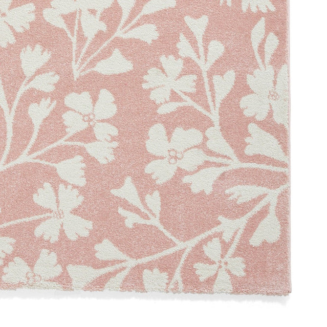 Catherine Lansfield Grace Floral Modern Durable Easy-Care Carved High Density Polyproplyene Rose/Cream Rug-Think Rugs-Rug Love - The Most Loved Rug Store
