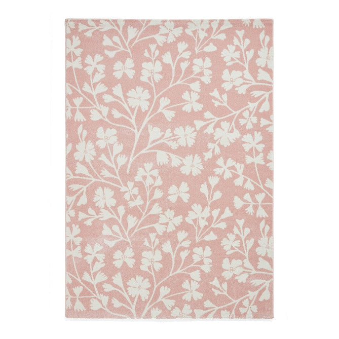Catherine Lansfield Grace Floral Modern Durable Easy-Care Carved High Density Polyproplyene Rose/Cream Rug 160 x 230 cm