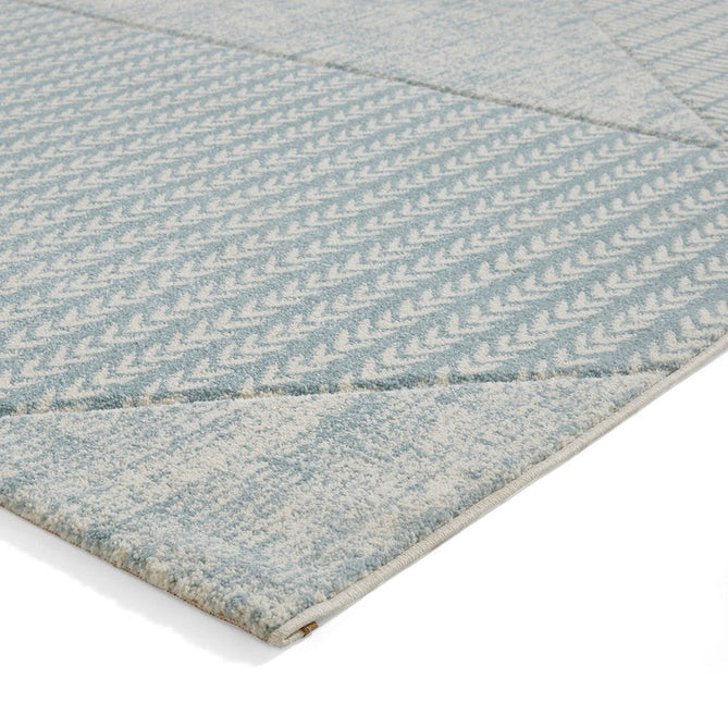 Catherine Lansfield Larsson Modern Abstract Durable Easy-Care Carved High Density Polyproplyene Blue/Cream Rug-Think Rugs-Rug Love - The Most Loved Rug Store