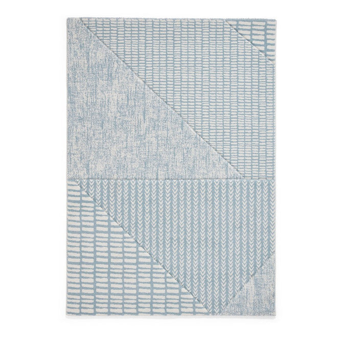 Catherine Lansfield Larsson Modern Abstract Durable Easy-Care Carved High Density Polyproplyene Blue/Cream Rug 160 x 230 cm