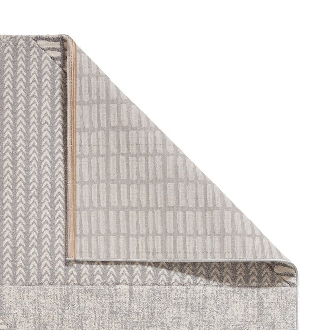 Catherine Lansfield Larsson Modern Abstract Durable Easy-Care Carved High Density Polyproplyene Grey/Cream Rug-Think Rugs-Rug Love - The Most Loved Rug Store
